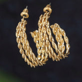 Gold/Silver Plated Triple Layered Twist Half Hoops Earring