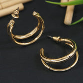 Gold/Silver Plated Two Layered Half Hoops Earring