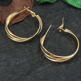 Gold/Silver Plated Triple Layer Twisted Hoops Earring