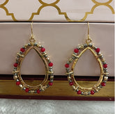 Gold Plated Tear Drop Shaped Beads Design Indo Western Fashion Earring