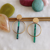 Gold Plated Circle Shaped With Acrylic Stick Fashion Indo Western Earring