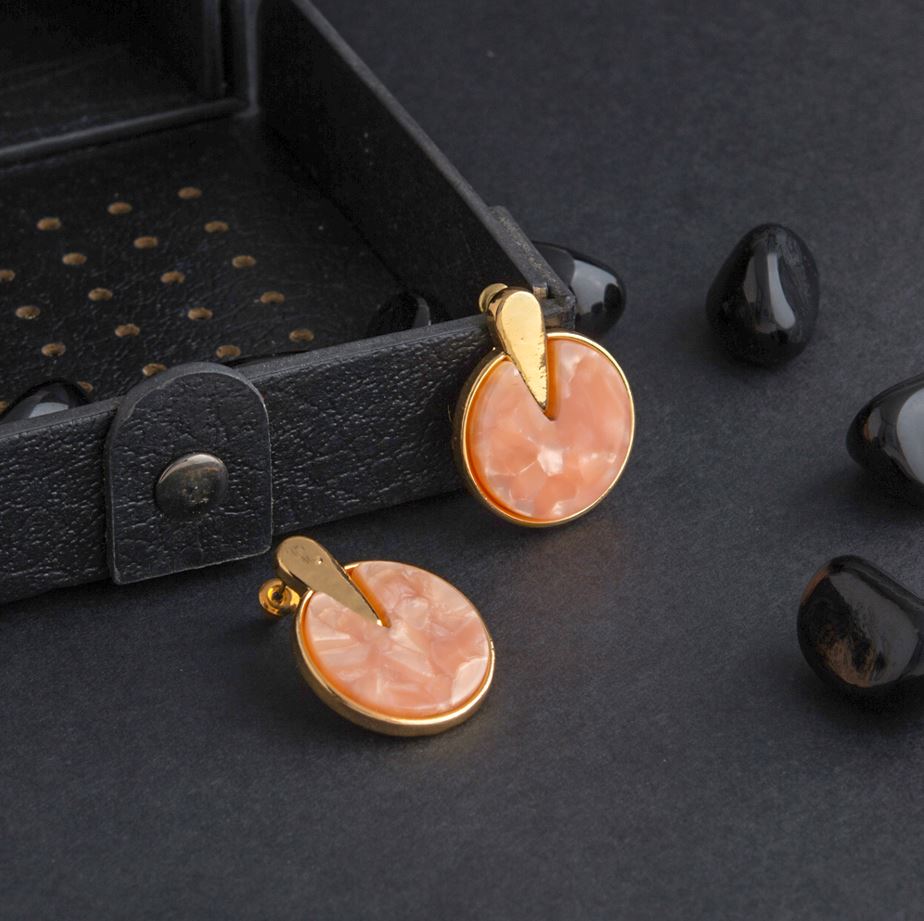 Gold Plated Circle Shaped Acrylic Fashion Indo Western Earring- IWER 1672