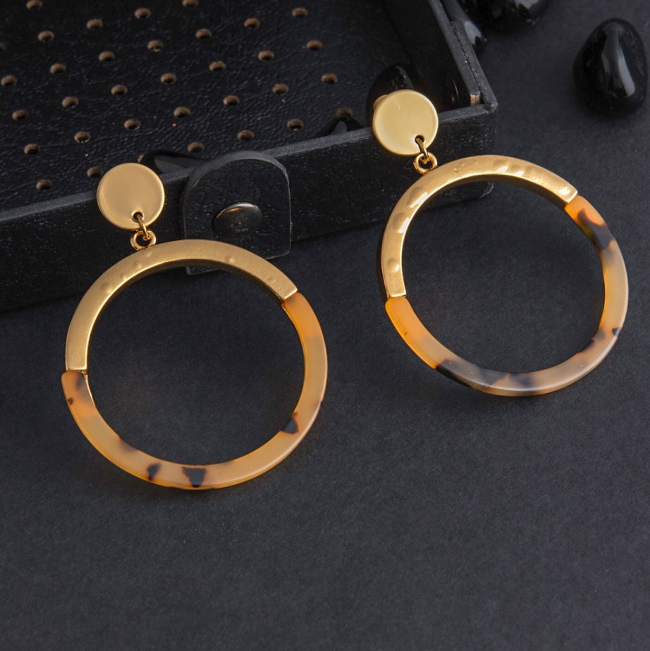 Gold Plated Circle Shaped Acrylic Fashion Indo Western Earring- IWER 1674
