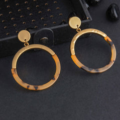 Gold Plated Circle Shaped Acrylic Fashion Indo Western Earring- IWER 1674