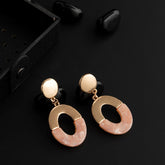 Gold Plated Oval Shaped Acrylic Fashion Indo Western Earring