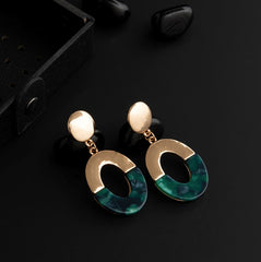 Gold Plated Oval Shaped Acrylic Fashion Indo Western Earring- IWER 1683