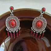 Silver Plated Colorful Beads Bohemian Indo Western Earring
