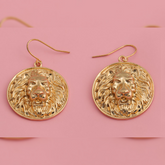 Gold / Silver Plated Lion Hand Crafted Circular Drop Earring