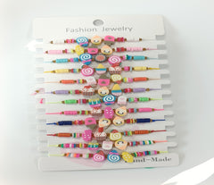 Set of 12 Colourful Multiple Designed Adjustable Kids Bracelet- KBR 4380