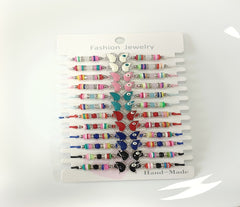 Set of 12 Colourful Multiple Designed Adjustable Kids Bracelet- KBR 4386