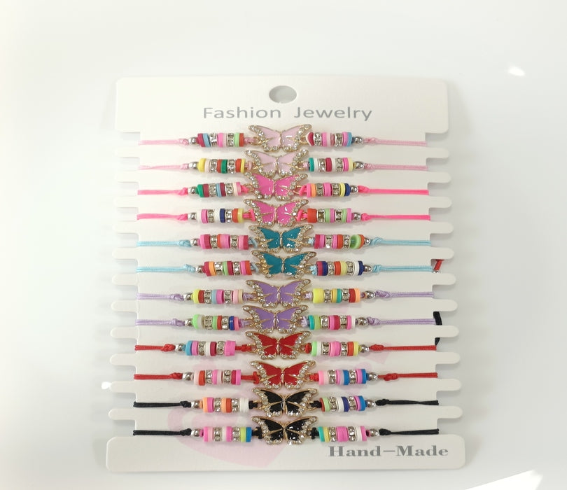 Set of 12 Colourful Multiple Designed Adjustable Kids Bracelet- KBR 4388