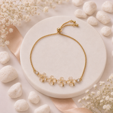 Korean Gold /Rosegold /Silver Plated Link Floral Adjustable Charm Bracelet