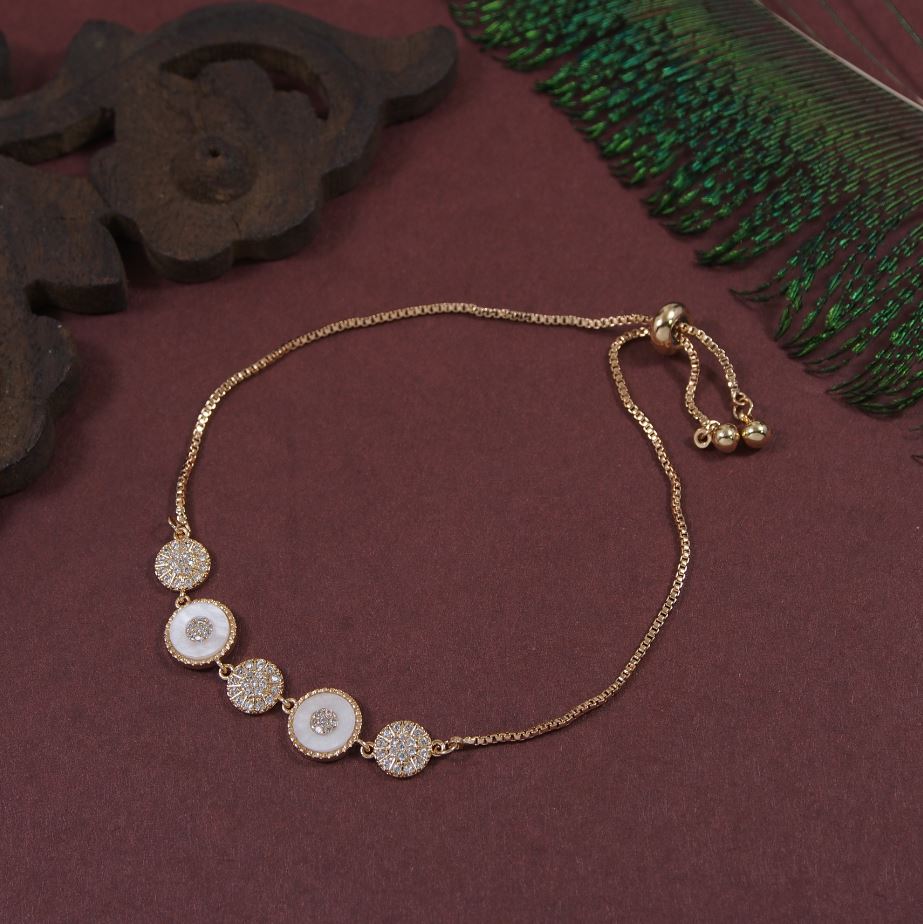 Korean Gold/Silver/Rosegold Plated Opal CZ stone Adjustable Bracelet- KRNBR 3760