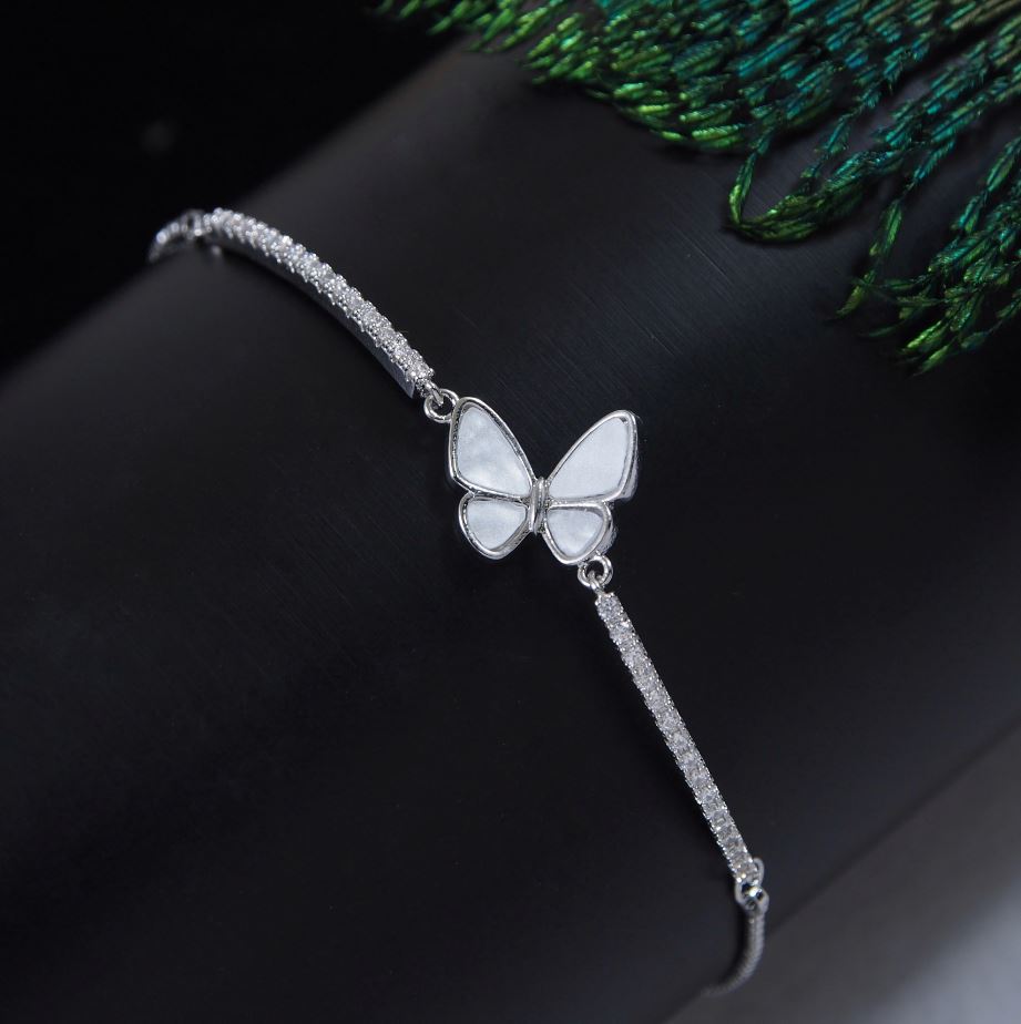 Korean Gold/Silver/Rosegold Plated Butterfly Designed CZ Adjustable Bracelet- KRNBR 3765