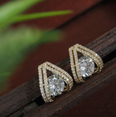 Korean Gold/Silver/Rosegold Plated Triangle Shaped CZ Stud Earring
