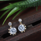 Korean Gold/Silver/Rosegold Plated Multi Star Shaped CZ Drop Earring