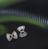 Korean Gold/Silver/Rosegold Plated Timer Hourglass Shaped CZ Stud Earring