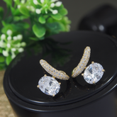 Korean Gold/Silver/Rosegold Plated Oval Shaped CZ Stud Earring