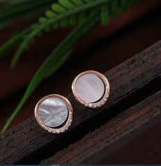 Korean Gold/Silver/Rosegold Plated opal Round Shaped Stud Earring-KRNER 3129