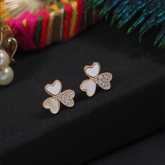 Korean Gold/Rosegold Plated Floral Design Stud Earring
