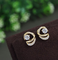 Korean Gold/Rosegold/Silver Plated Diamond Eternity Stud Earring- KRNER 3134