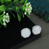 Korean Gold/Silver/Rosegold Plated Simple mother of pearl Square Stud Earring