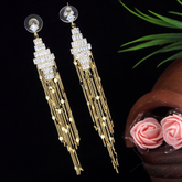 Korean Gold/ silver Plated Baguette Long Chain Fancy Earring