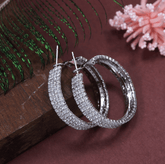 Korean Gold/ silver Plated Crystal Stone Round Hoops Earring