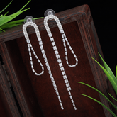 Korean Gold /silver Plated Baguette Stone Long Fancy Earring