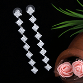 Korean Gold / Silver Plated Square Shaped Baguette Long Earring