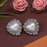 Korean Gold/Rosegold/Silver Plated Mabe Pearl Heart Shaped Stud Earring
