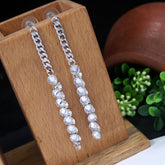 Korean Gold/Silver Plated CZ long Chain Earring