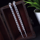 Korean Gold/Silver Plated Long Chain Baguette Earring