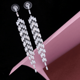 Korean Gold/Silver Plated Multi Baguette CZ Chandelier Earring