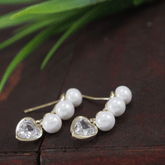 Korean Gold/Rosegold/Silver Plated Pearl Mini Heart Shaped Stud Earring