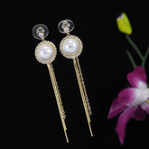 Korean Gold/Silver/Rosegold Plated Pearl Chain Earring