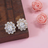 Korean Gold/Silver Plated Floral Shaped CZ Fancy Earring