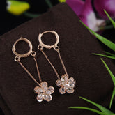 Korean Gold/Silver/Rosegold Plated Hanging Floral Chain Hoops Earring