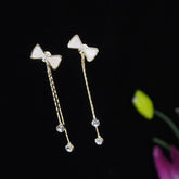 Korean Gold/Silver/Rosegold Plated Bow Shaped Chain Earring