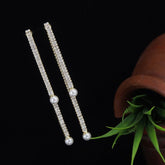 Korean Gold/Silver/Rosegold Plated Bagauette Pearl Dangler Earring