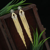 Korean Gold/Silver Plated CZ Rhinestone Chain Earring