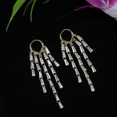 Korean Gold/Silver Plated CZ Rhinestone Chain Earring