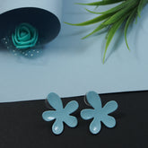 Korean Blue, Purple and White Coloured Floral Stud Earring