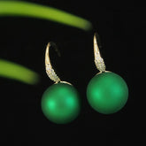 Gold Plated Red/Green Pearl Drop Cubic Zirconia Korean Earring