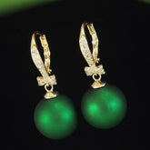 Gold Plated Red/Green Pearl Cubic Zirconia Korean Earring