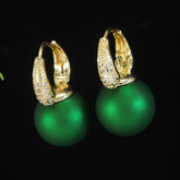 Gold Plated Red/Green Pearl Cubic Zirconia Korean Earring