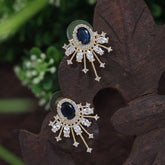 Oval Stud Colourful Cubic Zirconia Korean Earring