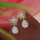 Flower Drop Cubic Zirconia Korean Earring