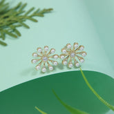 Korean Floral Pearl & Stone Earring