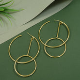 Korean Gold/Silver Plated Inlaid Hoops Earring